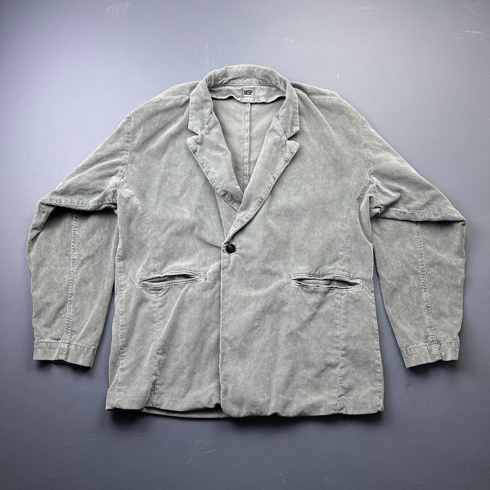 NSF Corduroy Blazer Jacket Women's Small Gray Relaxed Classic Western Casual Y2K